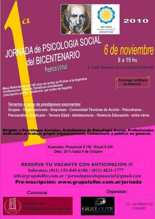 1ra. jornada de psicología social del bicentenario