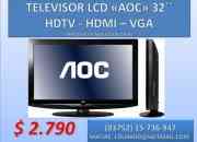 Tv lcd aoc 32´´ hdtv - hdmi $ 2790 !!! segunda mano  Argentina 