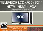 Tv lcd 32´´ aoc hdtv hdmi nuevo en caja $2540 segunda mano  Argentina 