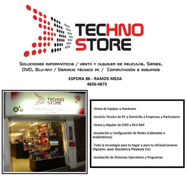 Techno store --- venta de insumos de computacion, reparacion, redes