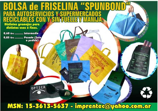Tecnopress - bolsas de friselina ( de tela) y bolsas de boutique ( de papel)